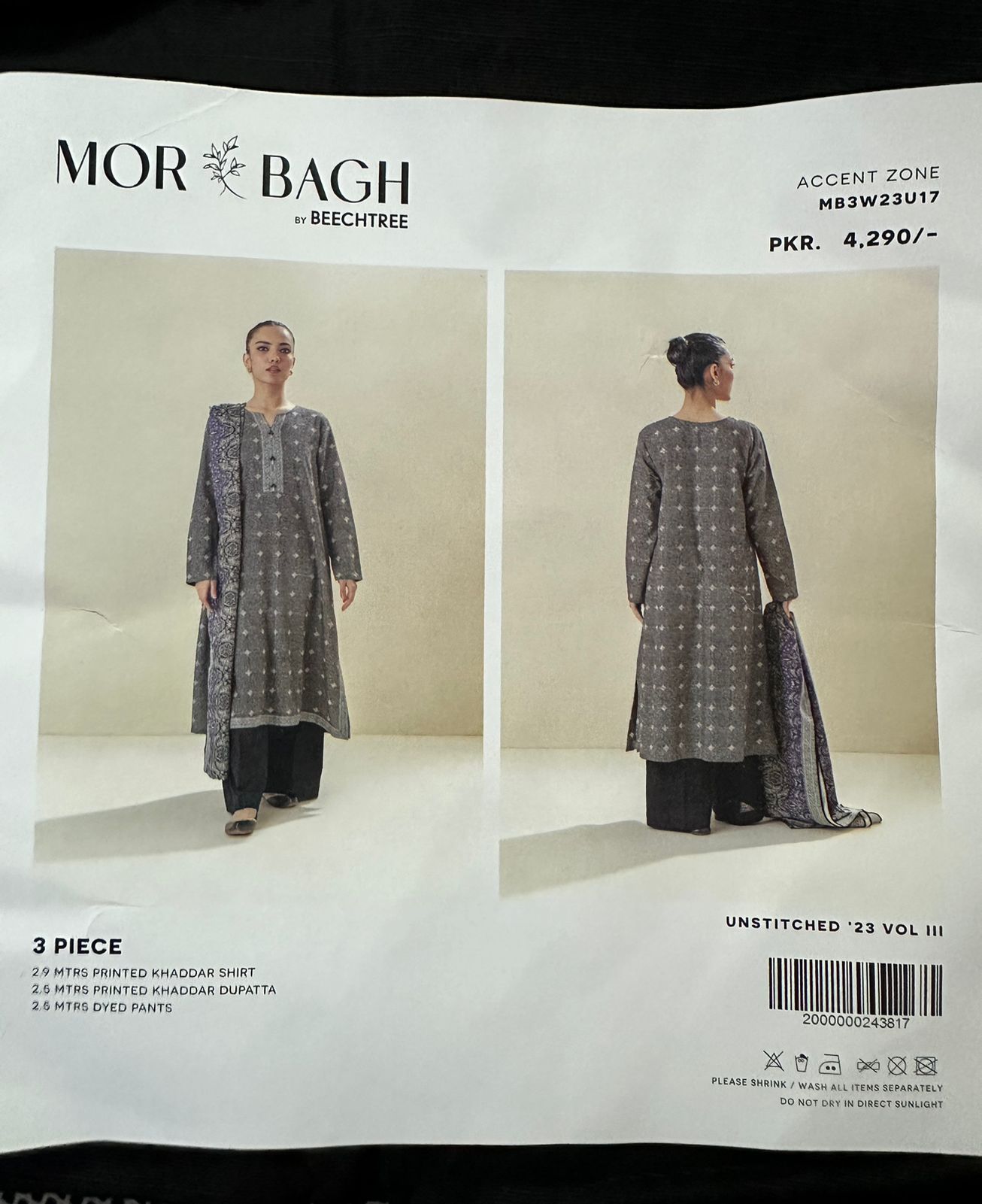 MorBagh by Beechtree 100% Original Khaddar Fabric