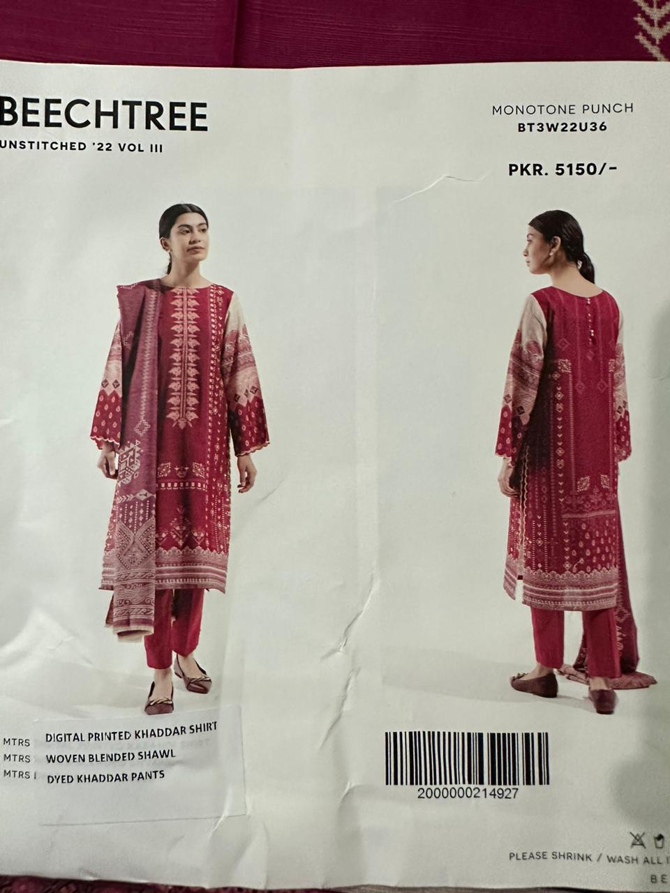 Beechtree 100% Original Khaddar Fabric